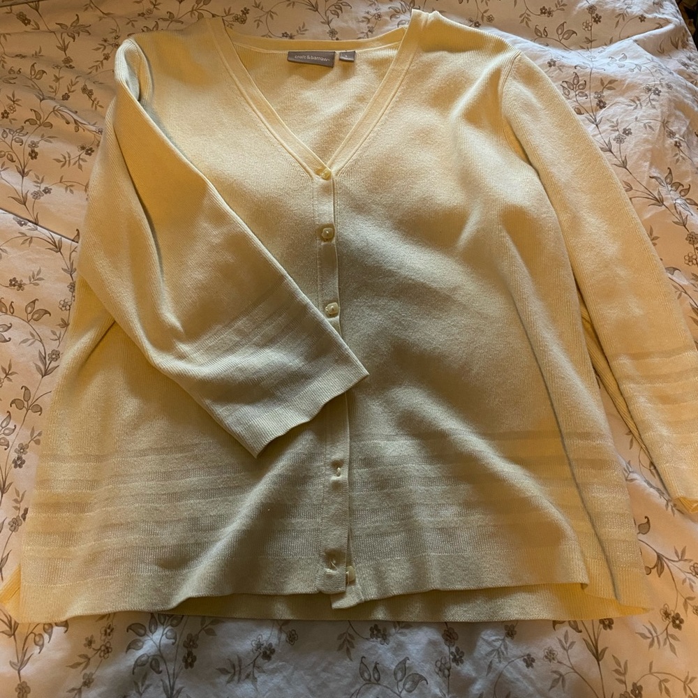 Vintage 80s yellow button up cardigan/sweater